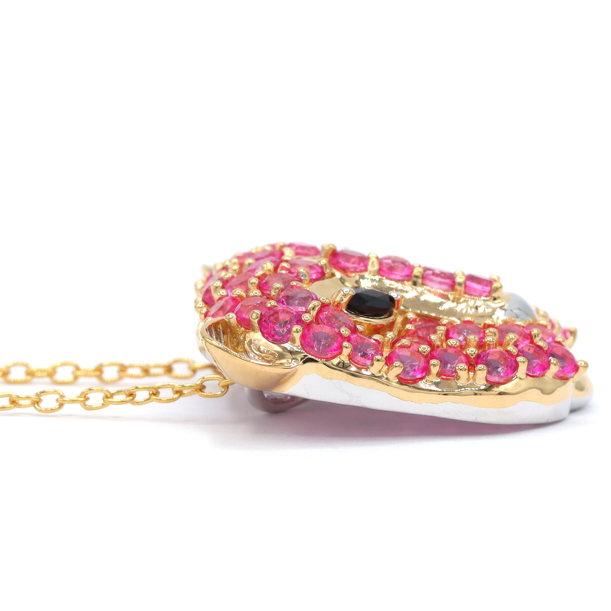 Gems en Vogue 24K Palladium Silver 3.99ctw Pink Topaz & Black Spinel Panther Pendant