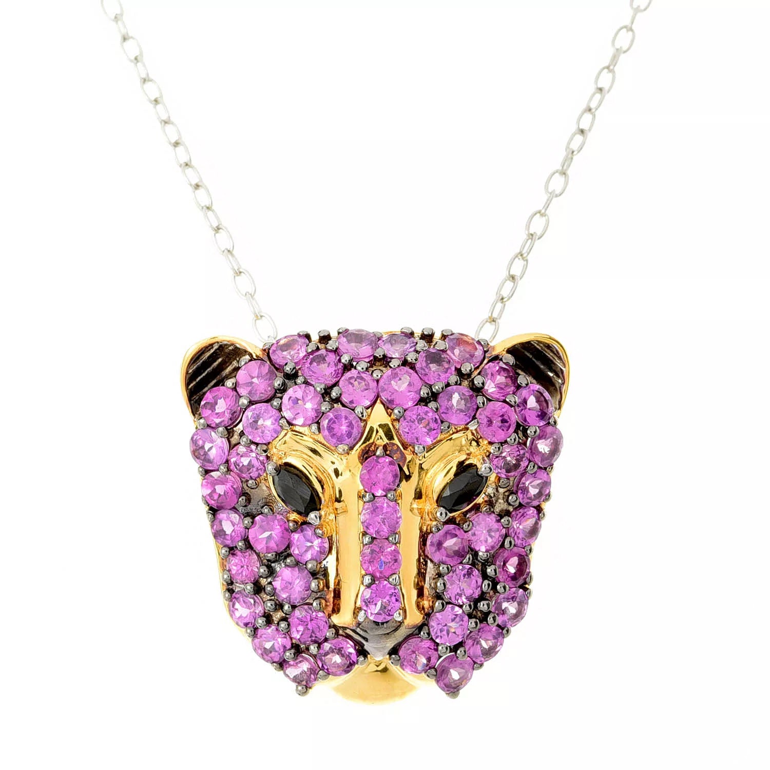 Gems en Vogue 4.67ctw Color Change Purple Garnet & Black Spinel Panther Pendant