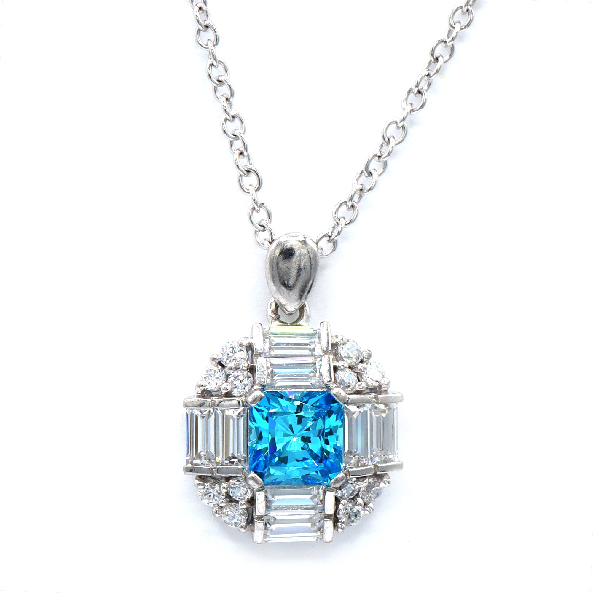 Signity Sterling Silver Blue Cubic Zirconia Pendant CHAIN NOT INCLUDED