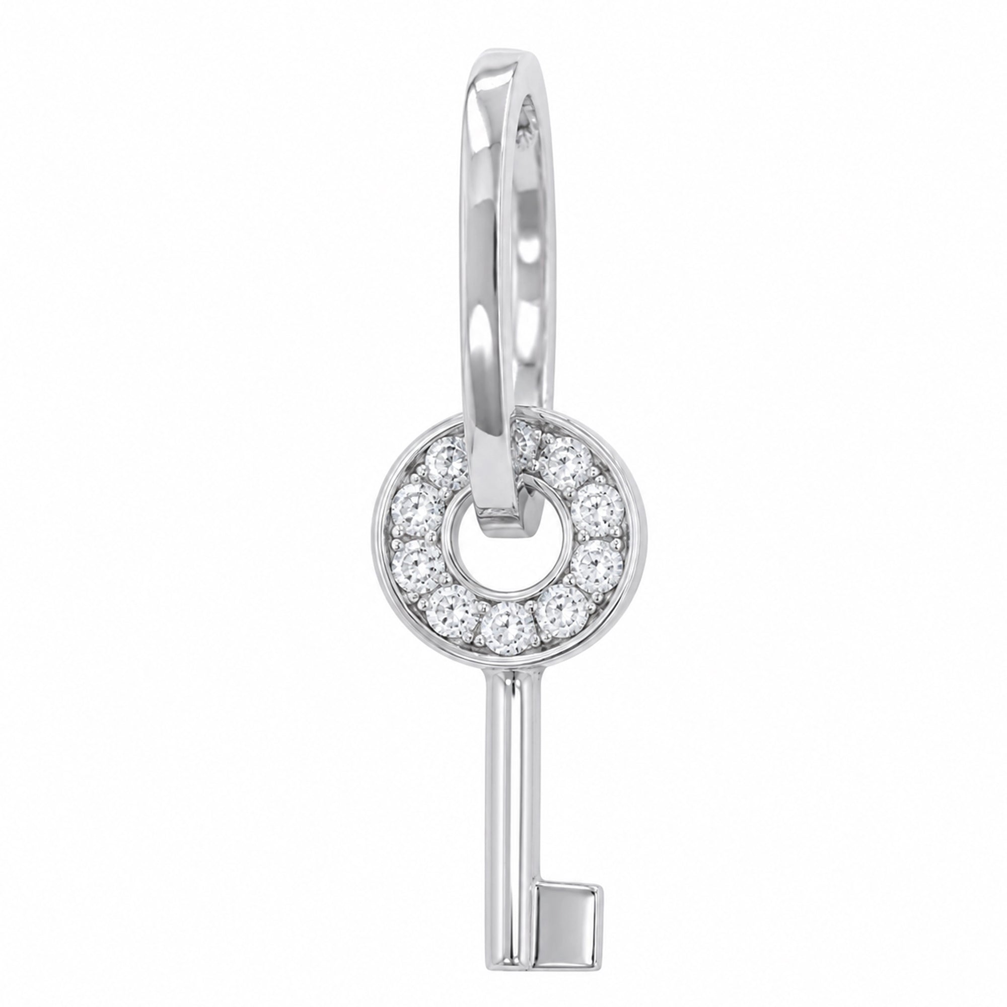 Stainless Steel Cubic Zirconia Key Ring with Charm