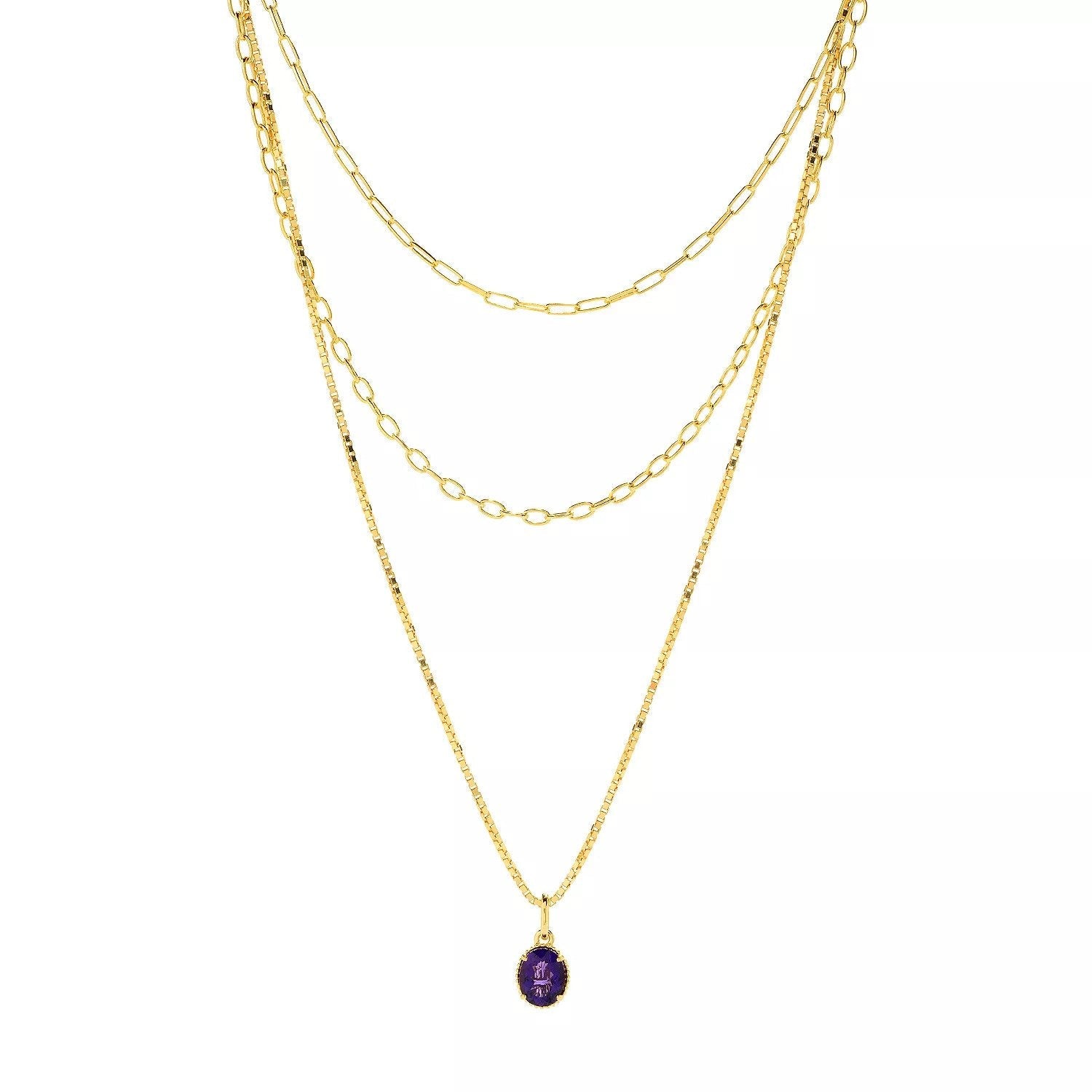 Hall of Jewels 2.40ctw African Amethyst Pendant 3-Layer Chain