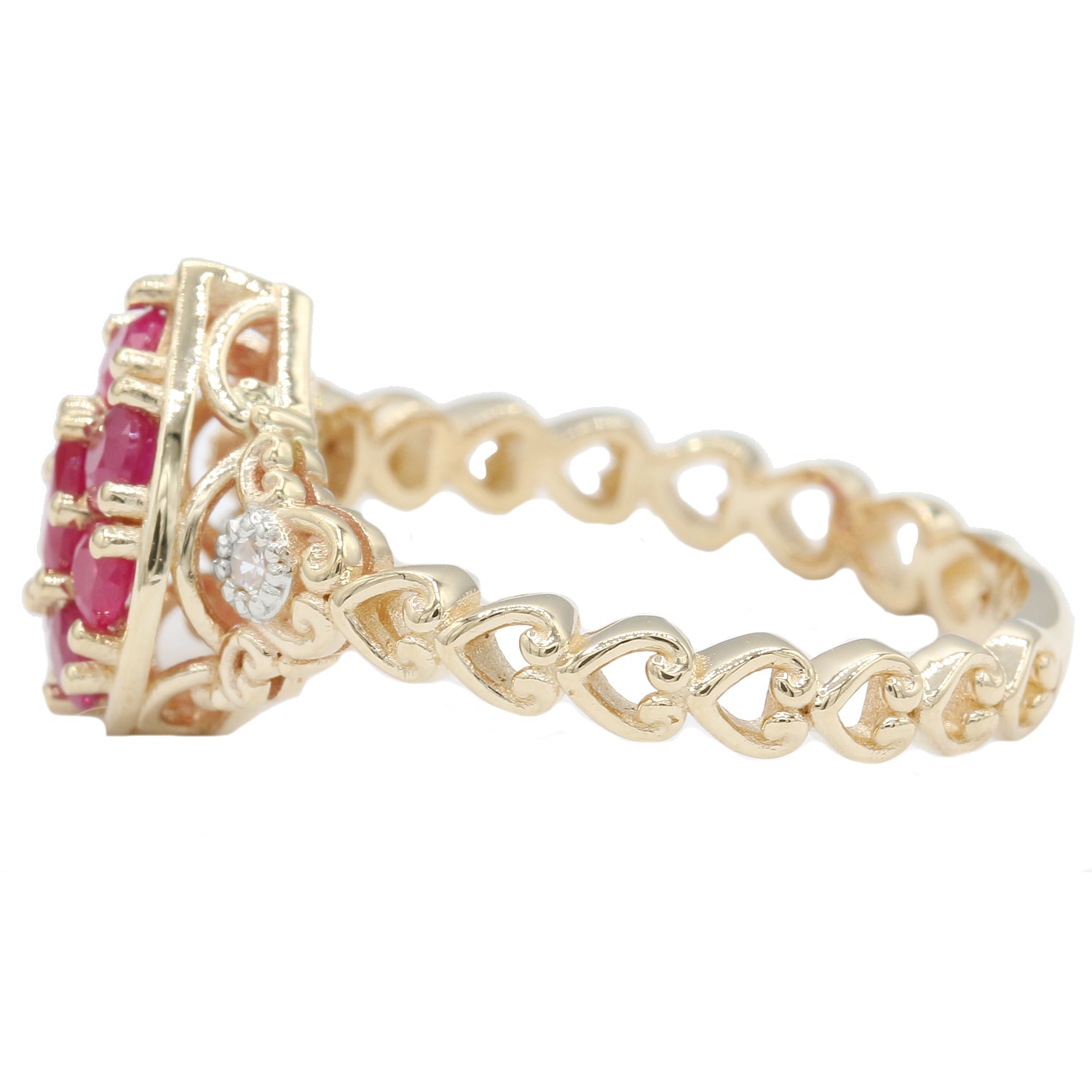 Gems en Vogue 14K Yellow Gold 0.95ctw Ruby & Diamond Ring