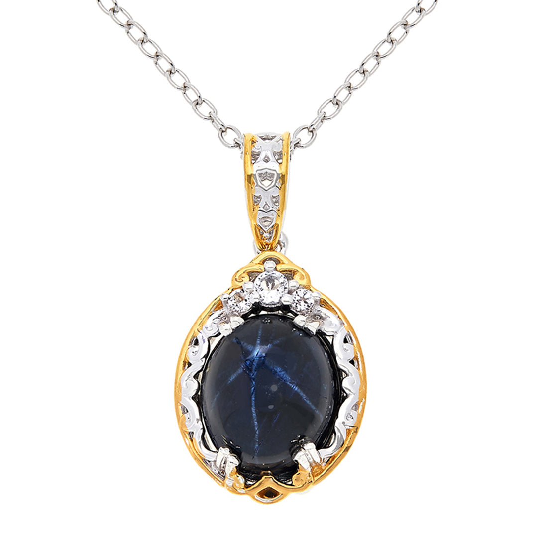 Gems en Vogue Star Blue Sapphire & White Topaz Pendant