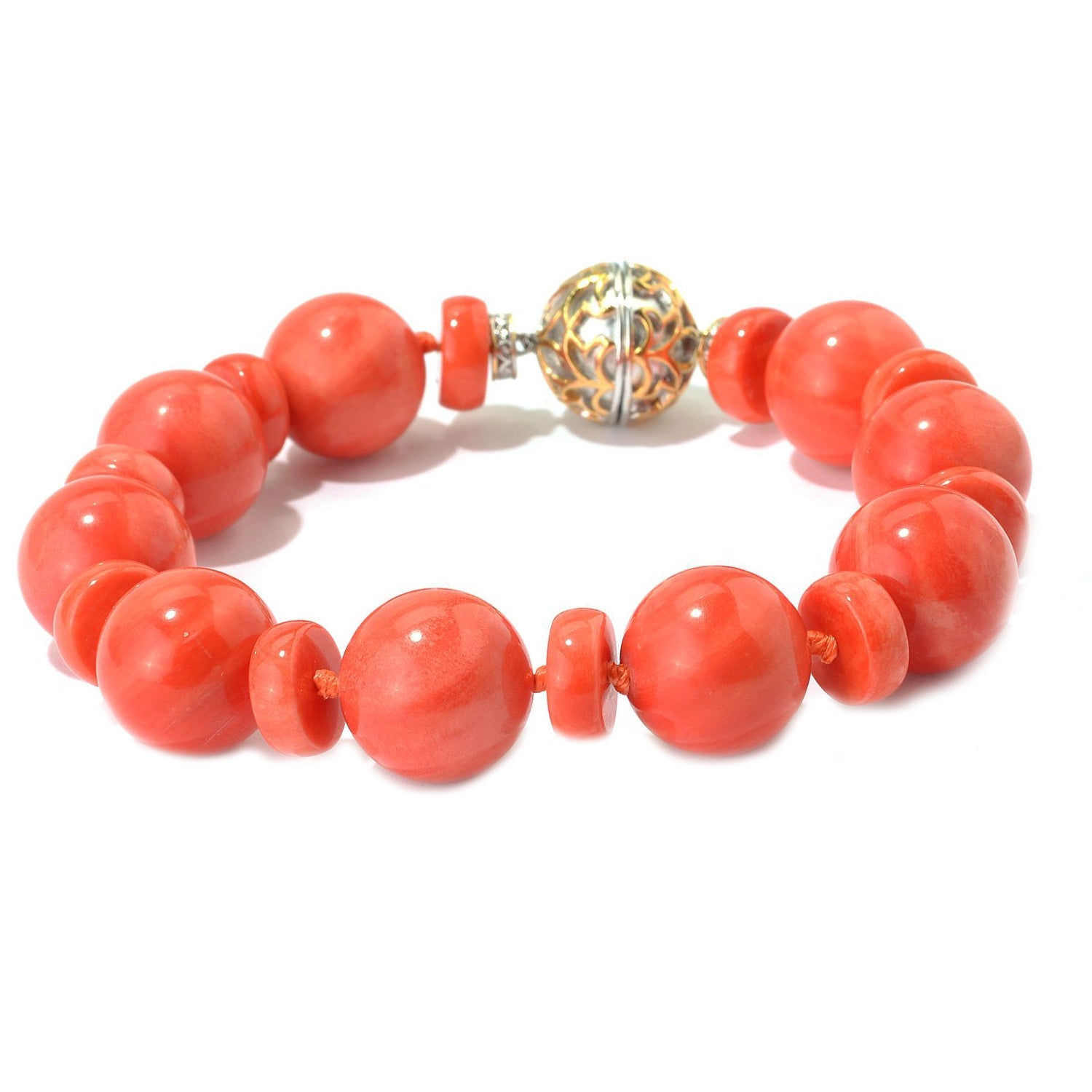 Gems en Vogue Salmon Bamboo Coral Beaded Bracelet