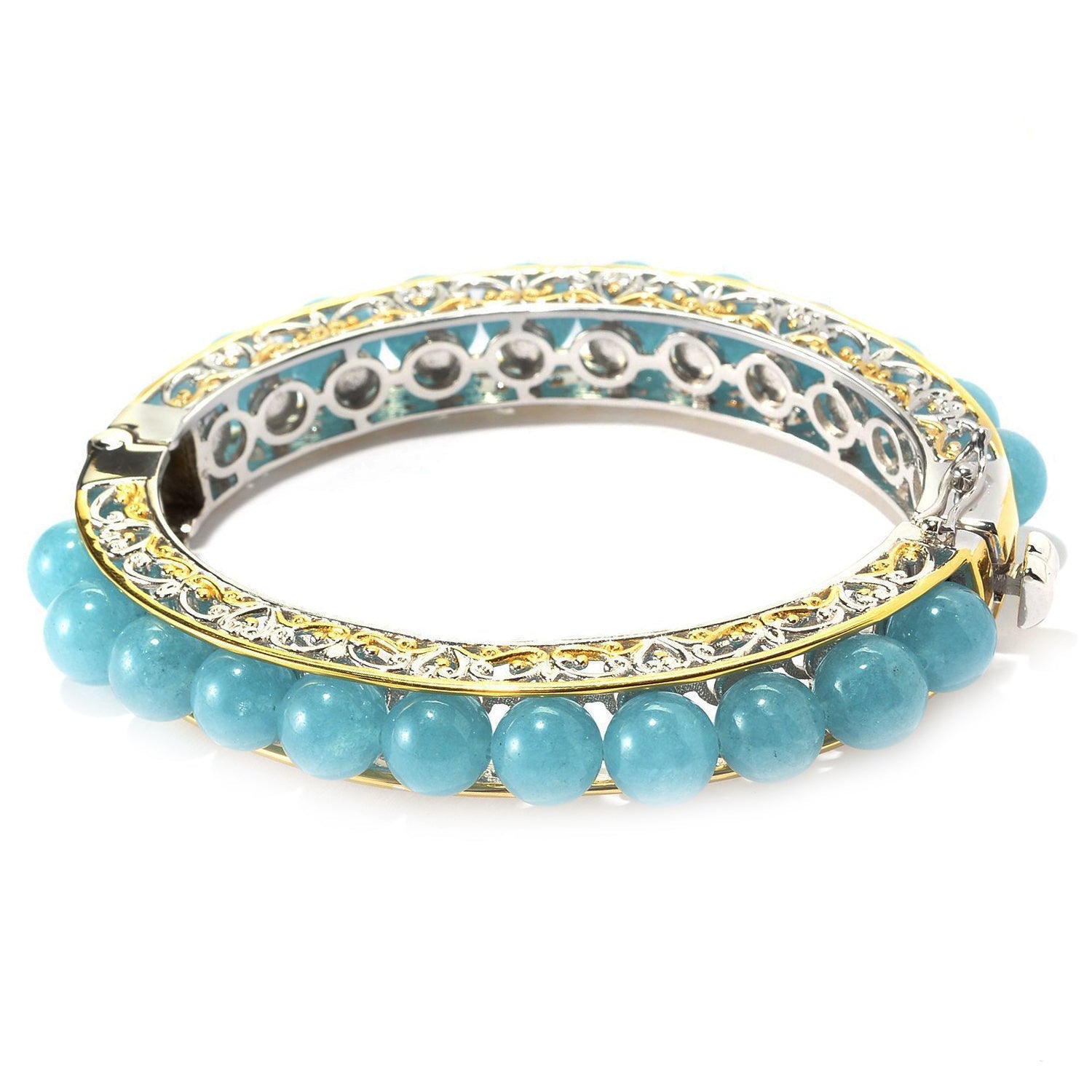 Gems en Vogue Beaded Gemstone Bangle Bracelet