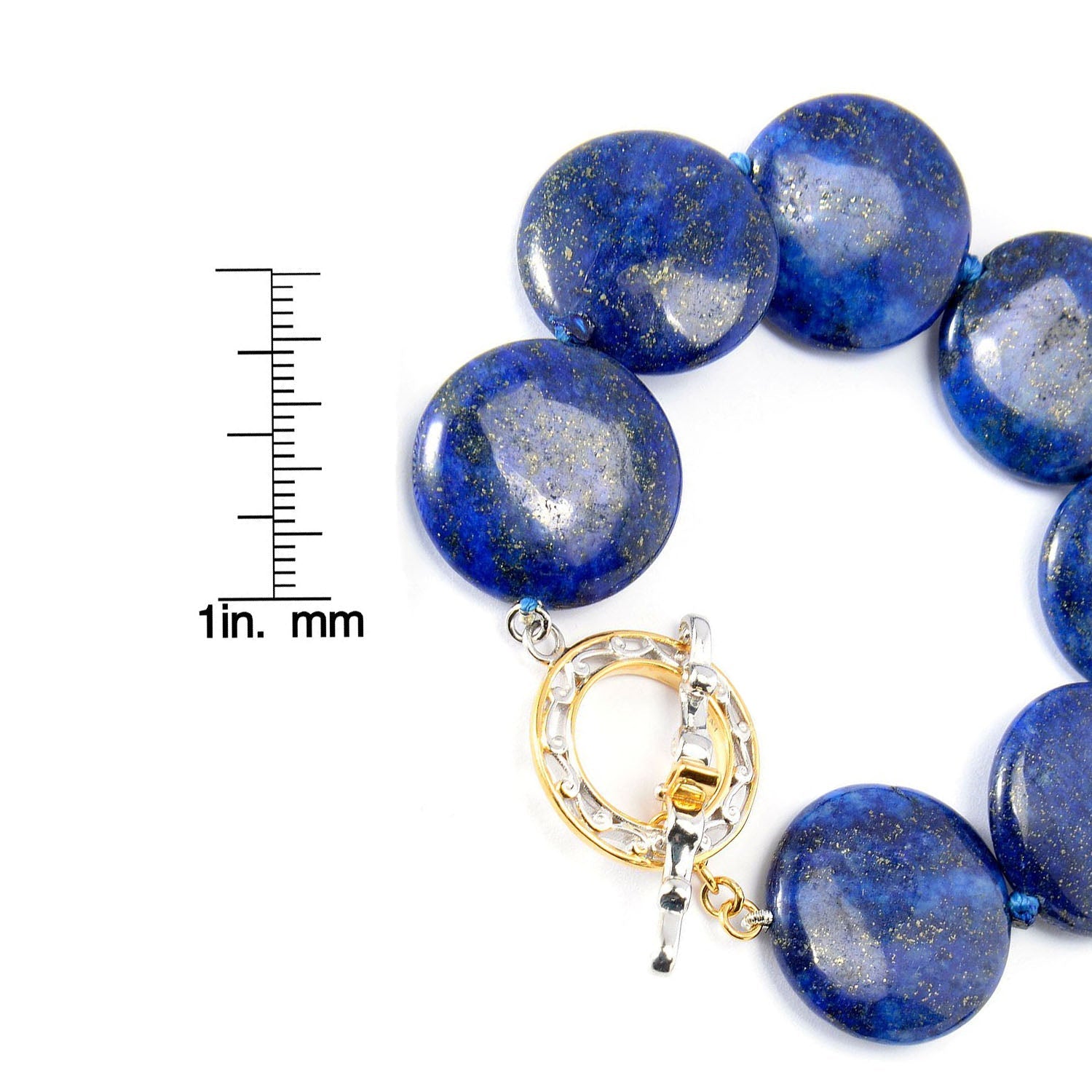 Gems en Vogue Polished Lapis Lazuli Disk Toggle Bracelet