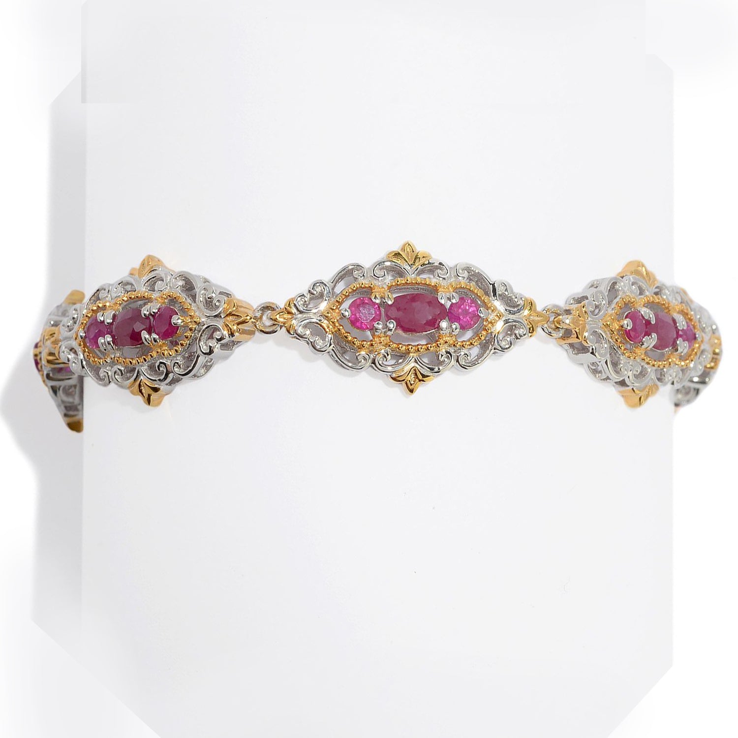 Gems en Vogue Ruby Scrollwork Tennis Bracelet