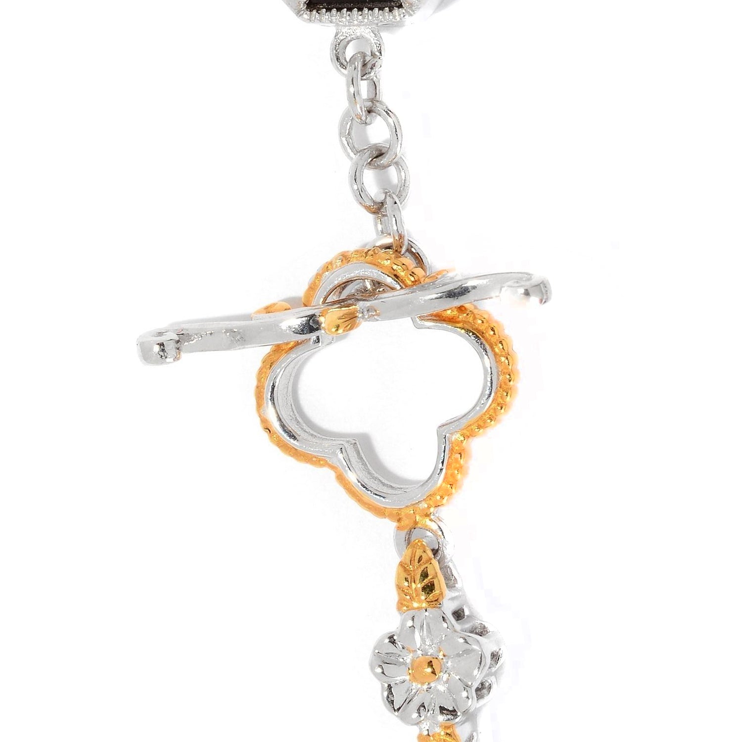 Gems en Vogue Smoky Quartz Sculpted Flower Toggle Bracelet