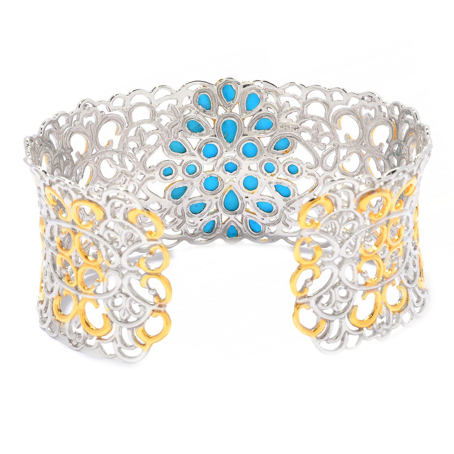 Gems en Vogue Multi Shape Sleeping Beauty Turquoise Cuff Bracelet