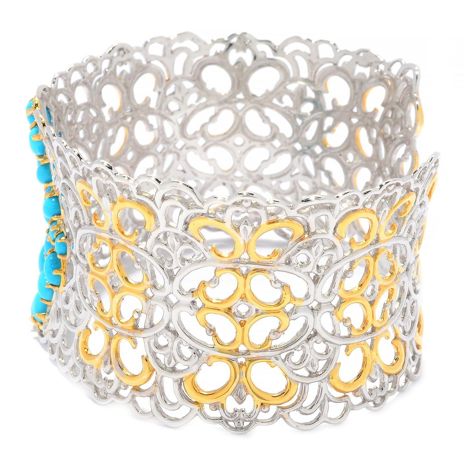 Gems en Vogue Multi Shape Sleeping Beauty Turquoise Cuff Bracelet