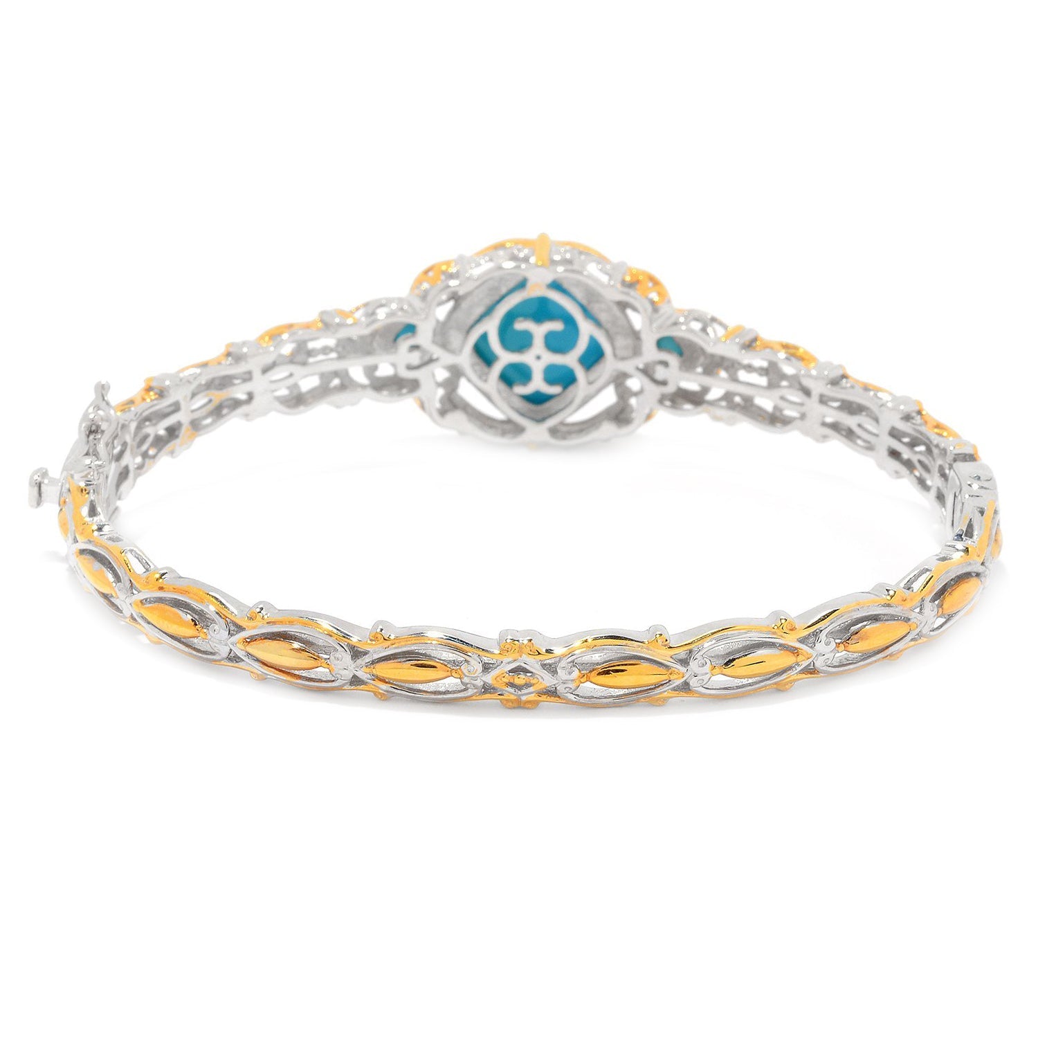 Gems en Vogue Sleeping Beauty Turquoise Three-Stone Bangle Bracelet