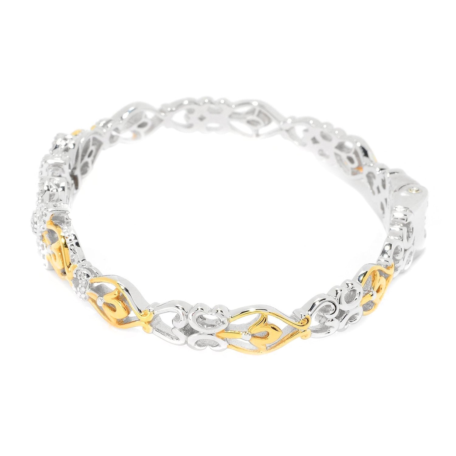 Gems en Vogue 0.48ctw Diamond Kissing Cuff Bracelet