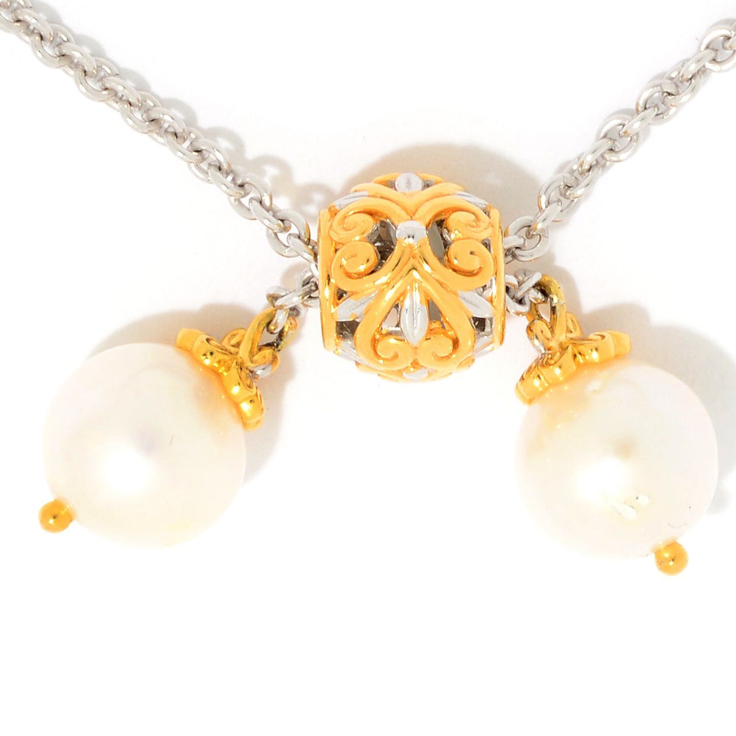 Gems en Vogue Baroque & Round Cultured Pearl Adjustable Slide Bracelet