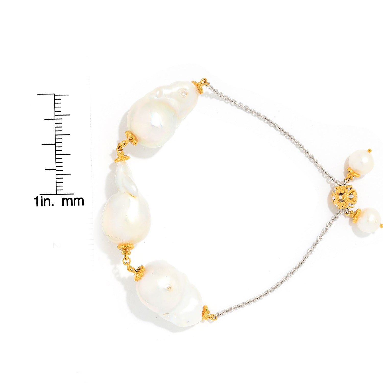 Gems en Vogue Baroque & Round Cultured Pearl Adjustable Slide Bracelet