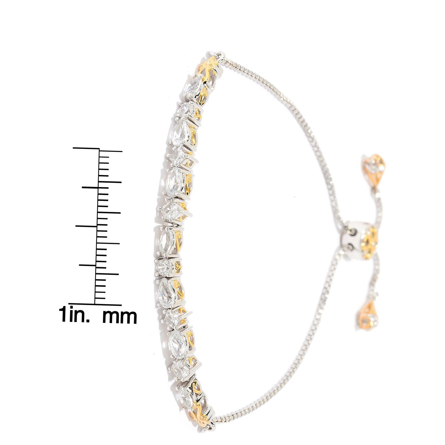 Gems en Vogue 2.73ctw Multi Shape White Zircon Adjustable Slide Bracelet