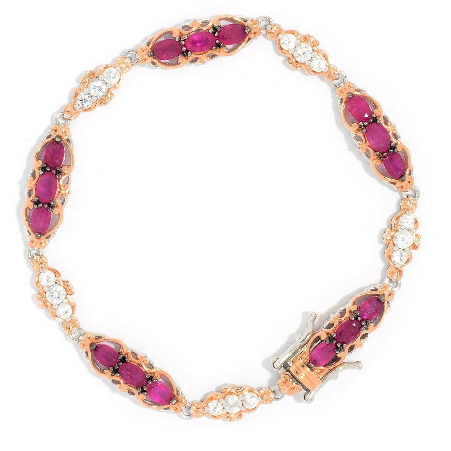 Gems en Vogue Choice of Length Ruby & White Zircon Line Bracelet