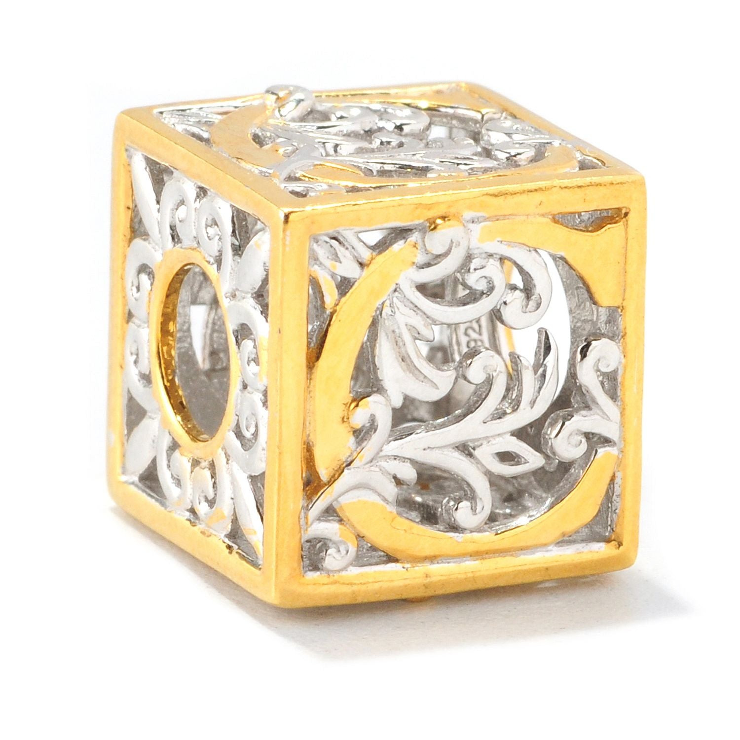 Gems en Vogue Two-tone Cube Initial Slide-on Charm
