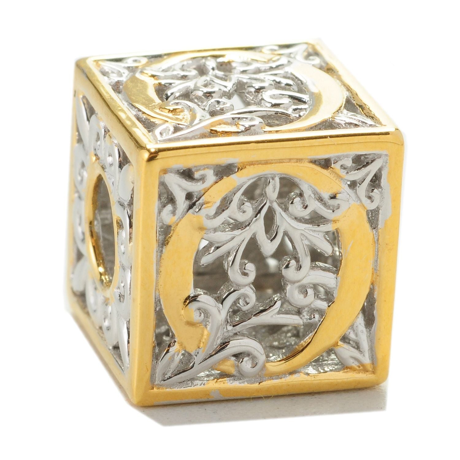 Gems en Vogue Two-tone Cube Initial Slide-on Charm