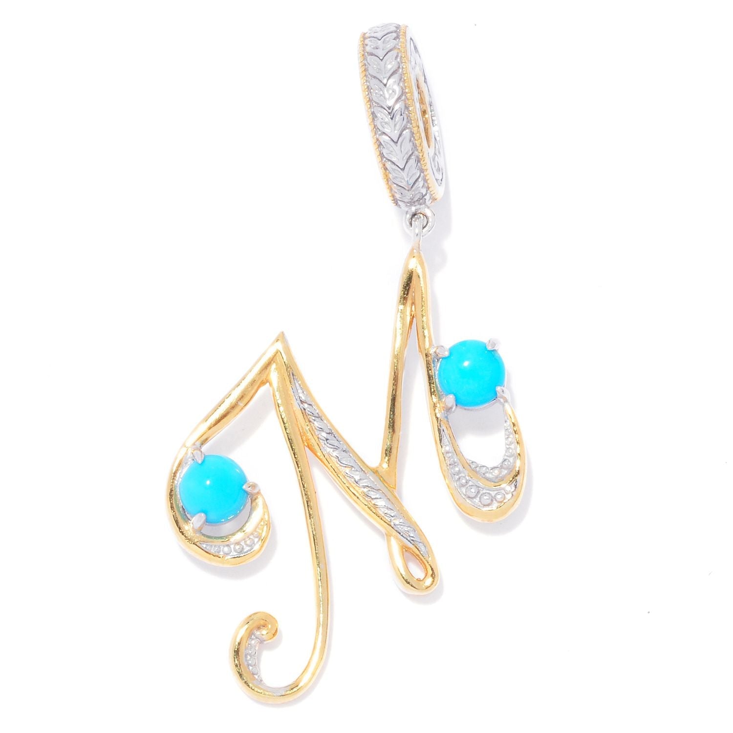 Gems en Vogue 0.81ctw Sleeping Beauty Turquoise Choice of Initial Charm