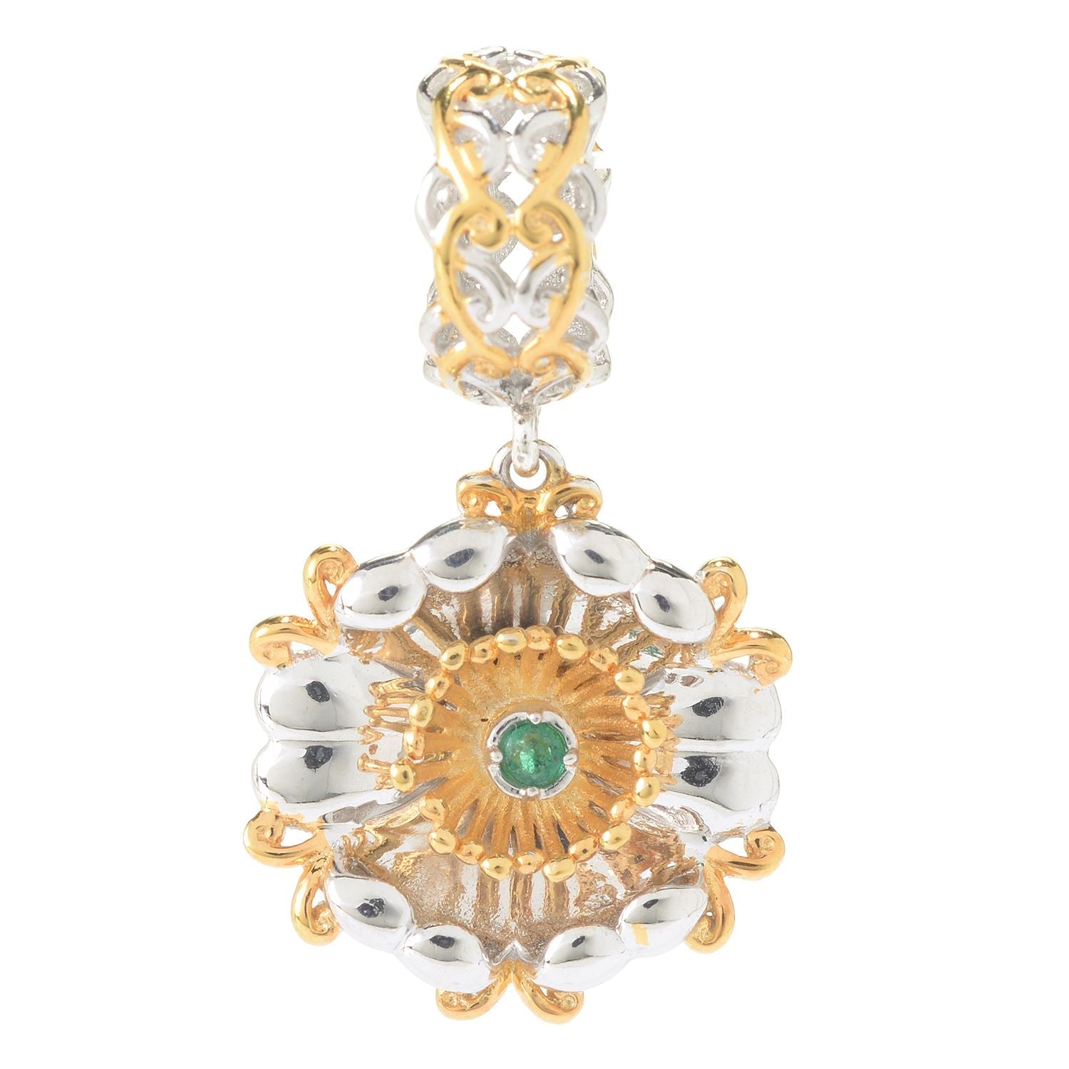 Gems en Vogue Choice of Birthstone Sculpted Flower Drop Charm
