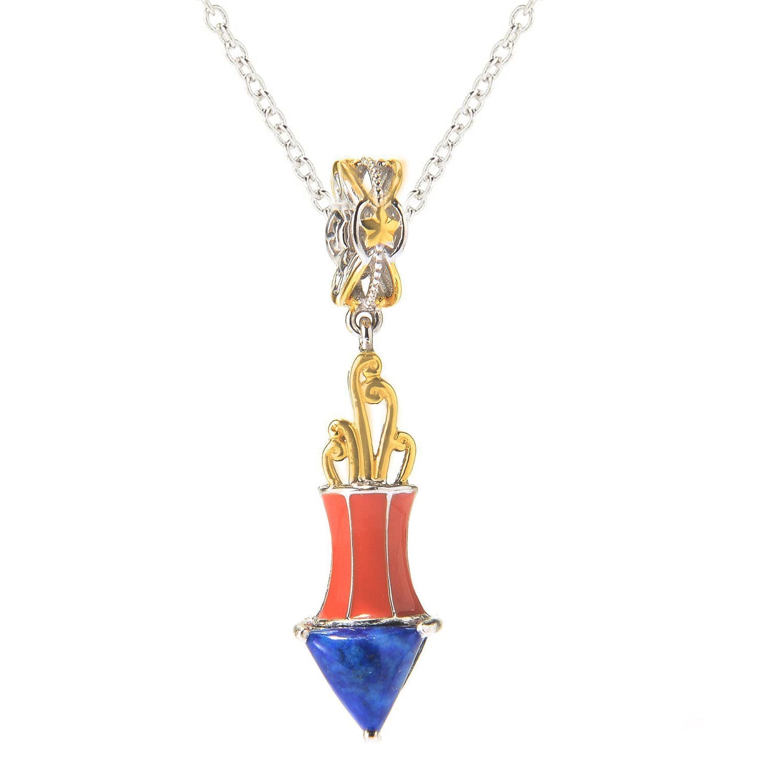 Gems En Vogue 3.20ctw Lapis Lazuli & Enamel Firework Drop Charm