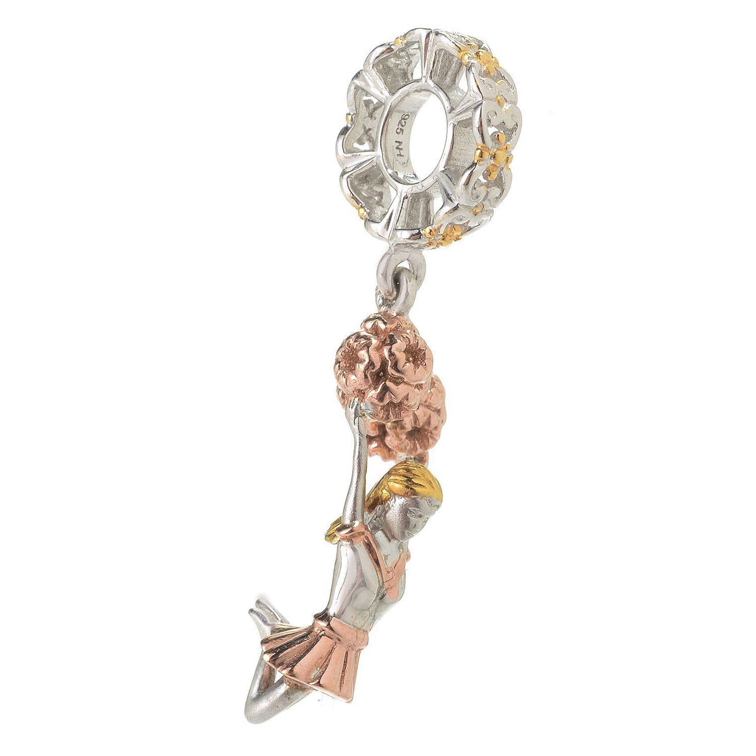 Gems en Vogue Tri-Color Cheerleader Drop Charm Pendant (Includes Chain)