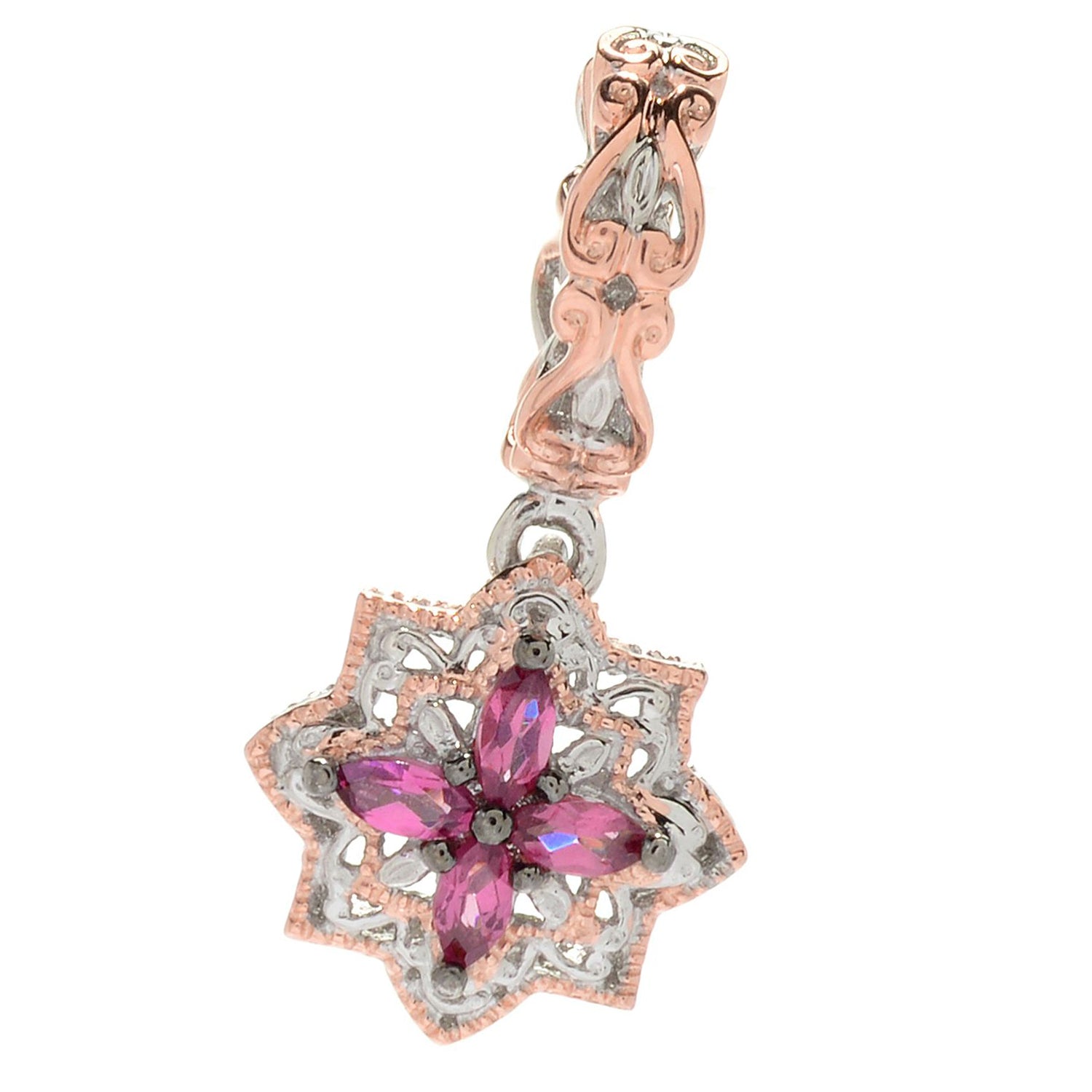 Gems en Vogue Color Change Purple Garnet Cluster Flower Charm