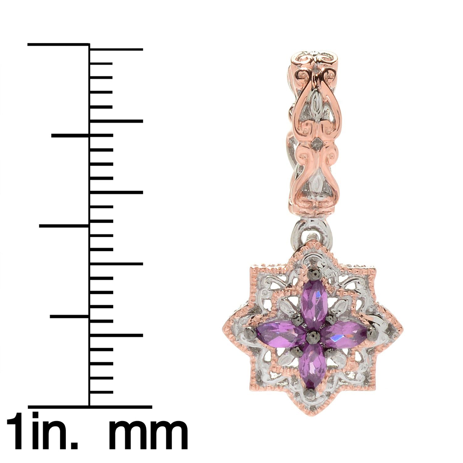 Gems en Vogue Color Change Purple Garnet Cluster Flower Charm