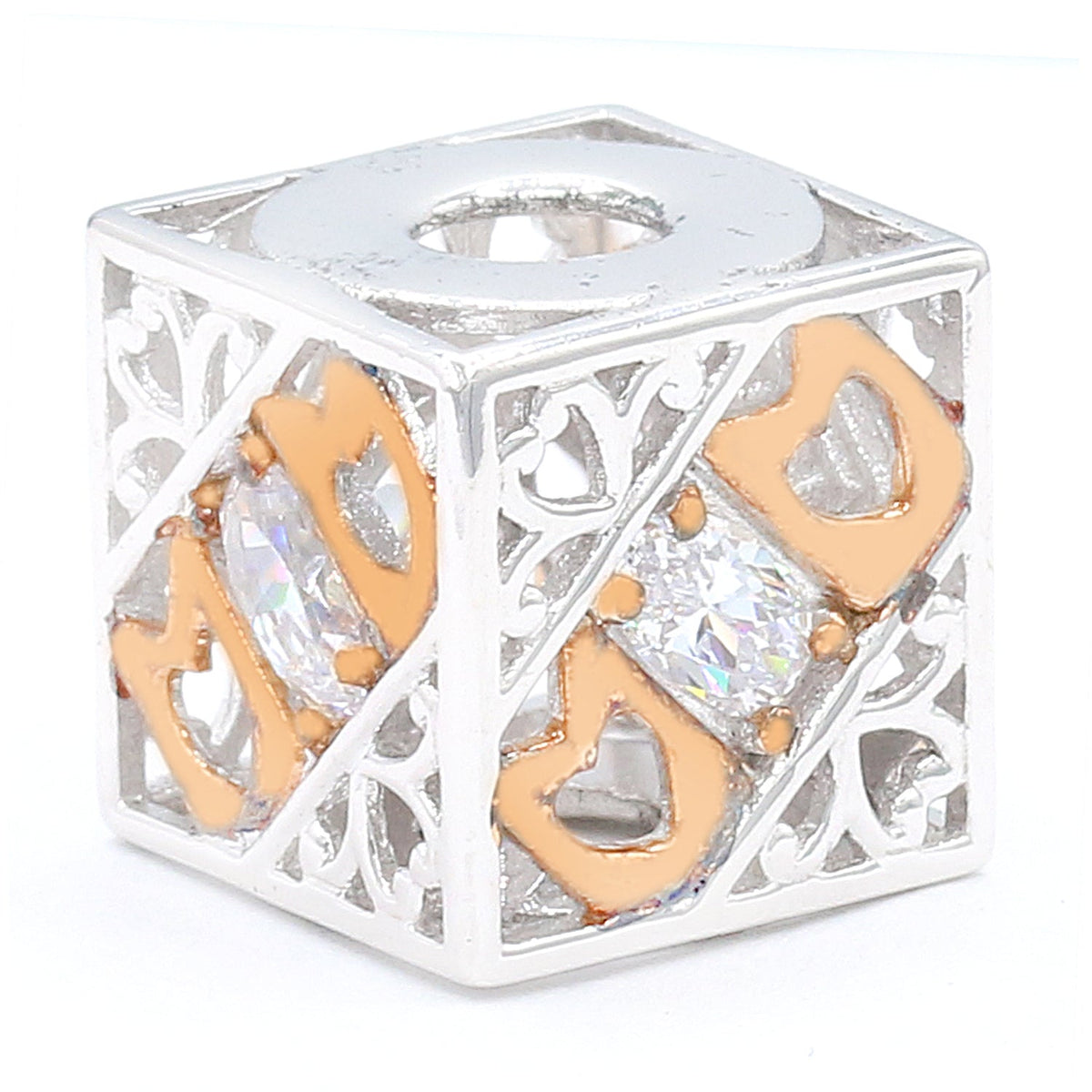 Signity Cubic Zirconia Box Mom Slide On Charm