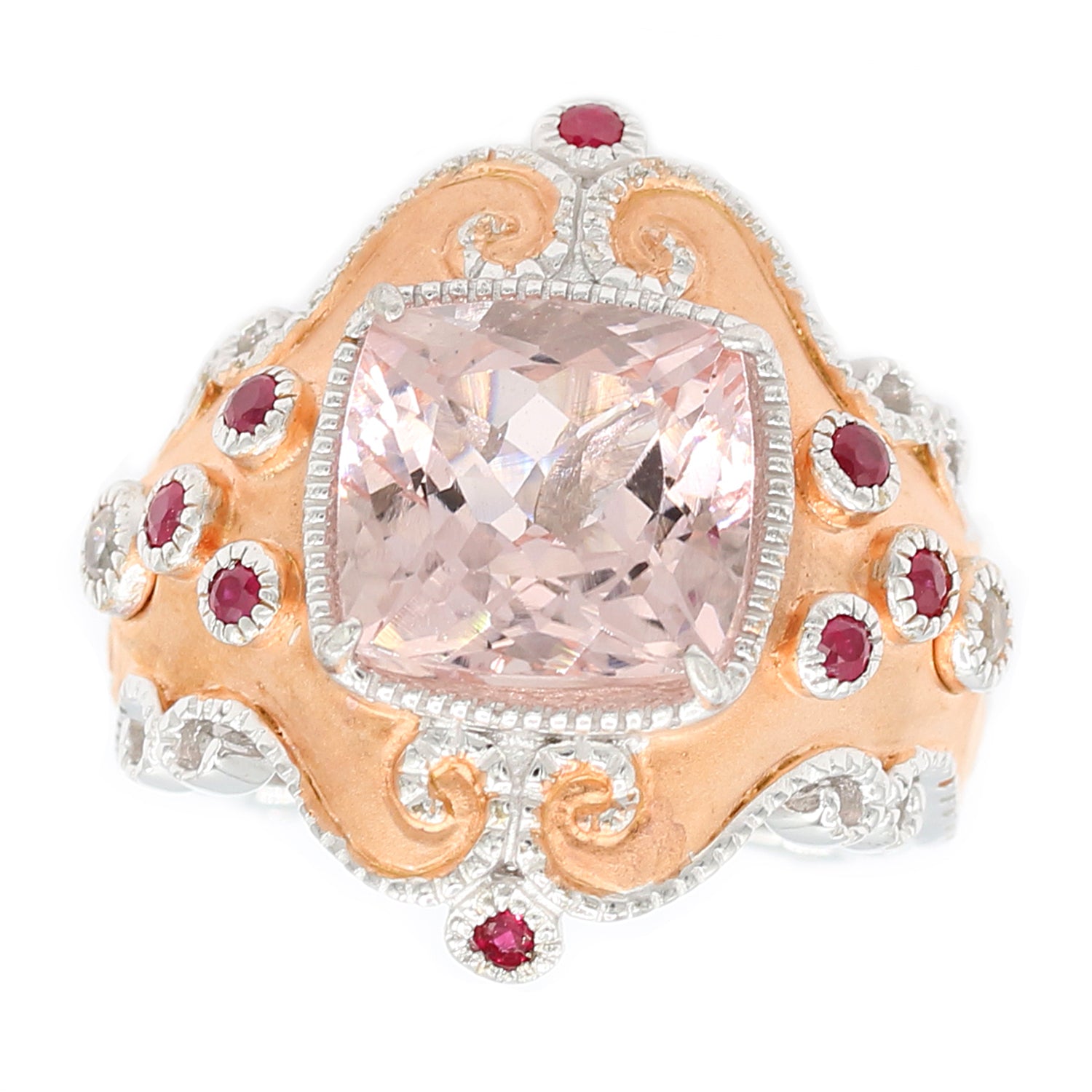 Gems en Vogue Morganite with Ruby & White Sapphire Ring