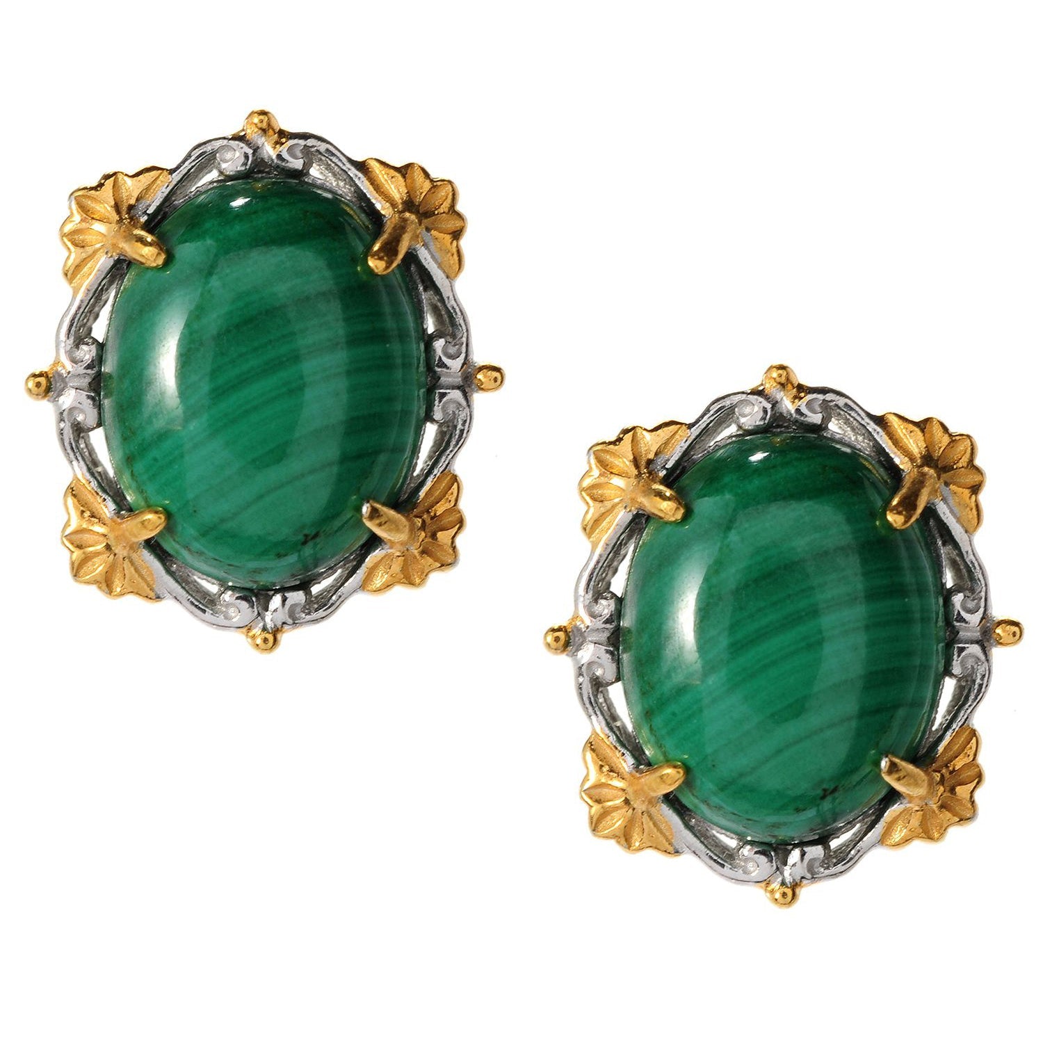 Gems en Vogue Oval Gemstone Button Earrings