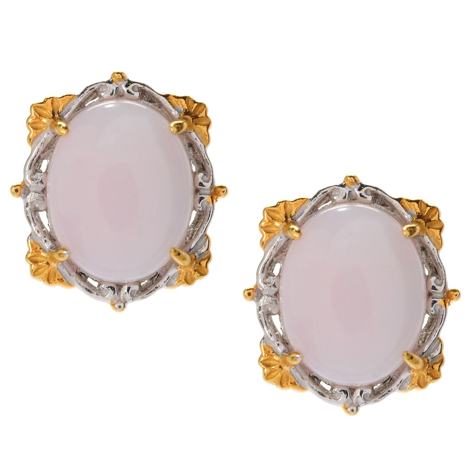 Gems en Vogue Oval Gemstone Button Earrings
