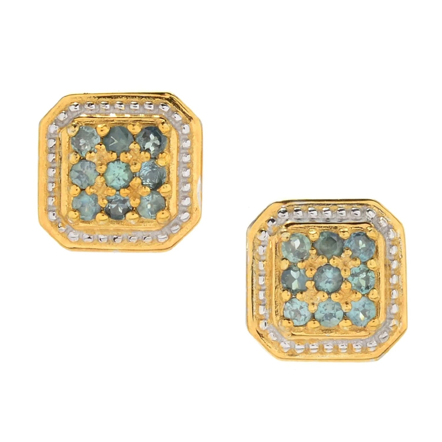 Gems en Vogue Alexandrite 9-Stone Square Cluster Stud Earrings