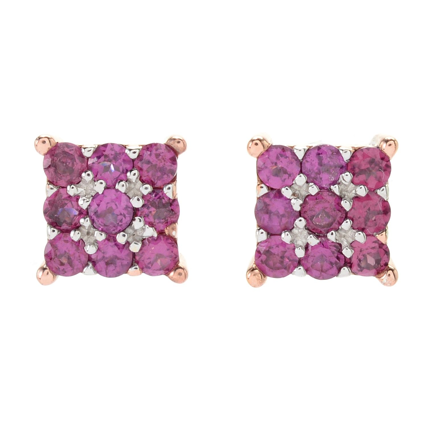Gems en Vogue Square Gemstone Cluster Stud Earrings