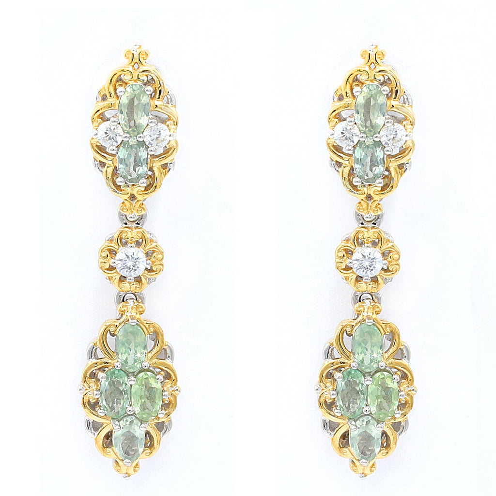 Gems en Vogue 3.82ctw Alexandrite & White Zircon Drop Earrings