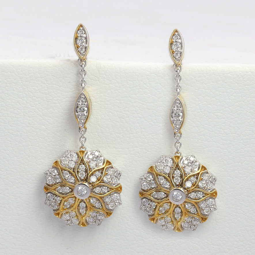 Gems en Vogue 0.65ctw Diamond Flower Drop Earrings