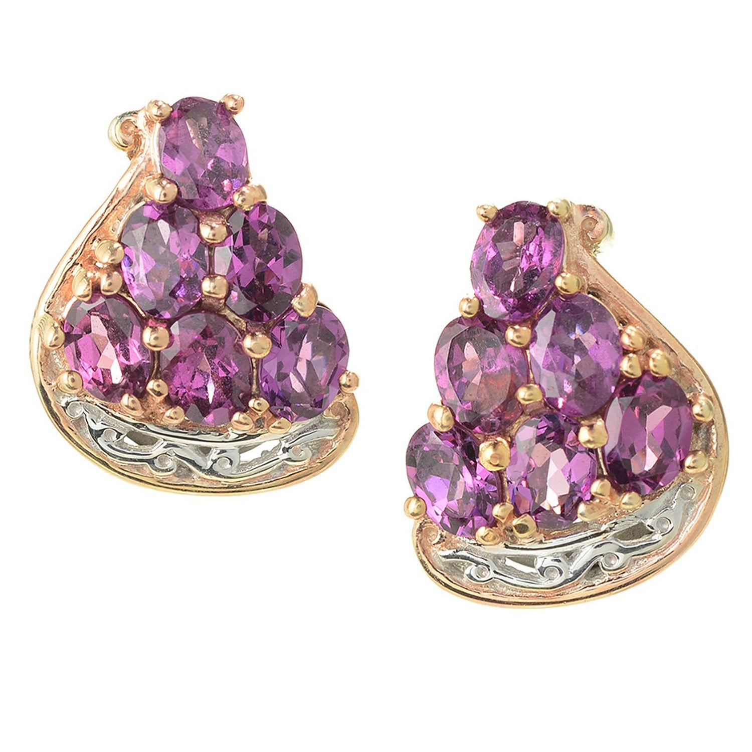 Gems en Vogue 2.70ctw Color Change Purple Garnet Triangle Cluster Stud Earrings