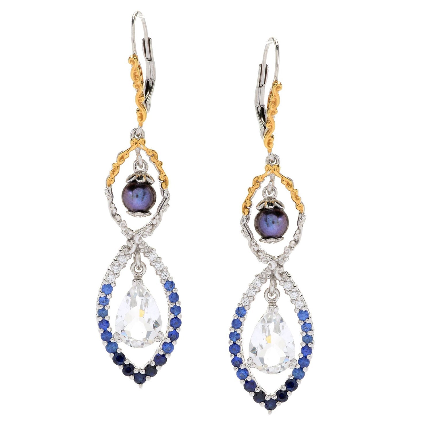 Gems en Vogue Freshwater Cultured Pearl & Multi Gem Earrings
