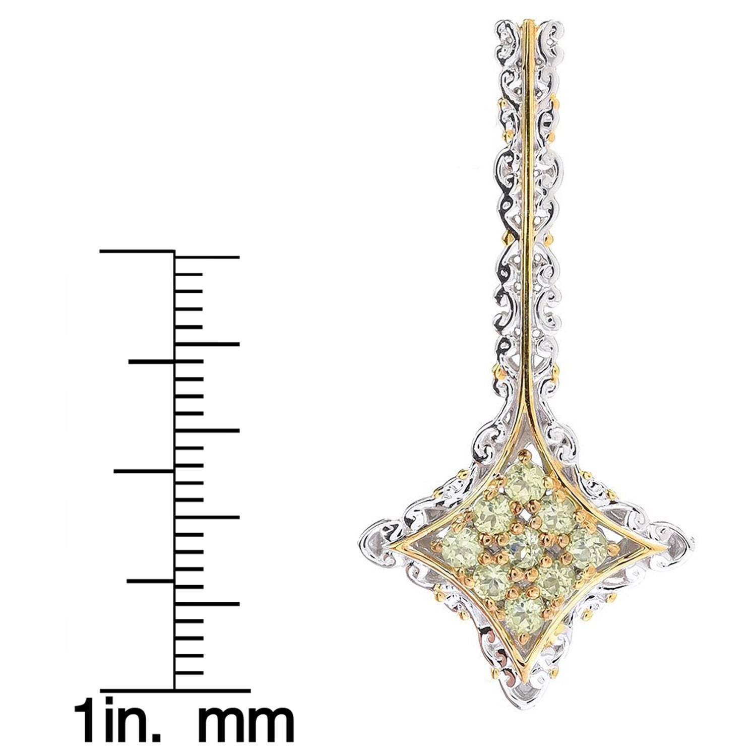 Gems en Vogue 0.90ctw Peridot 9-Stone Cluster Drop Earrings