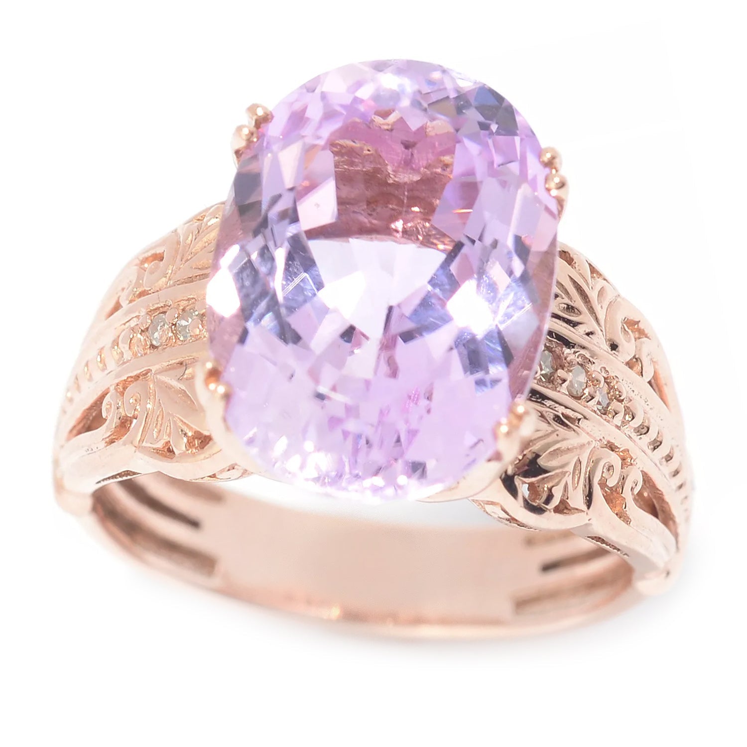 Gems en Vogue Luxe Collection, 14K Rose Gold 7.03ctw Kunzite & Diamond Ring