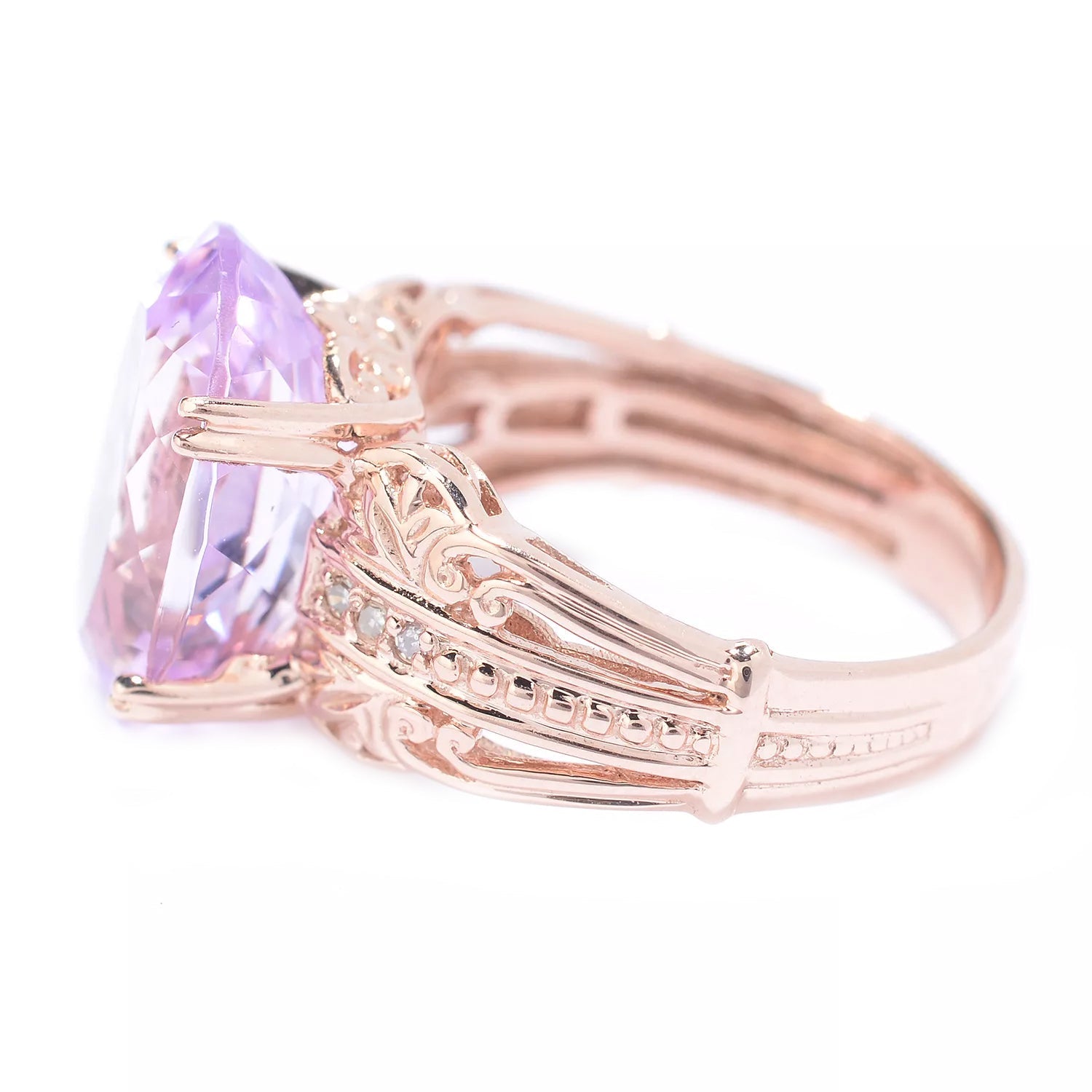 Gems en Vogue Luxe Collection, 14K Rose Gold 7.03ctw Kunzite & Diamond Ring