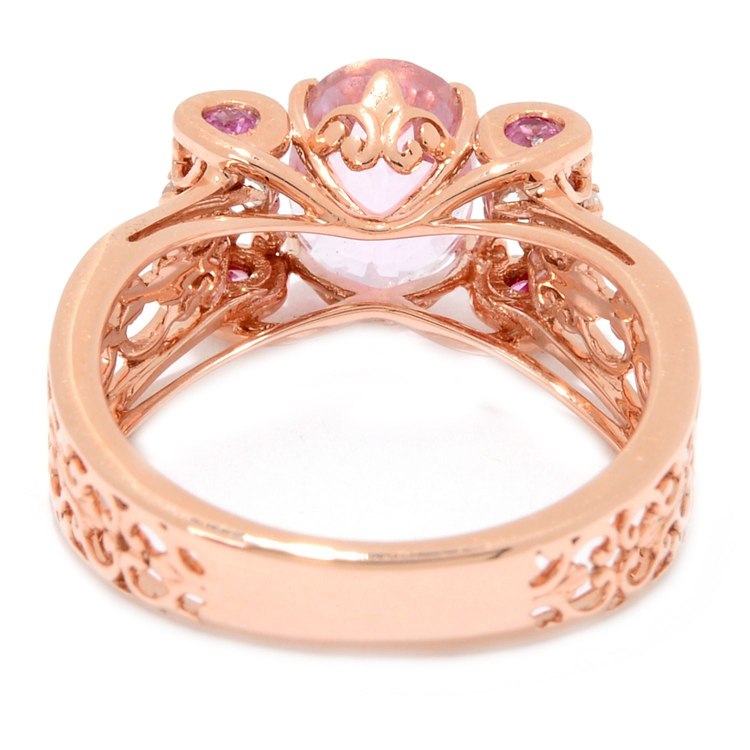 Gems en Vogue 14K Rose Gold 1.84ctw Kunzite Pink Sapphire & White Zircon Ring