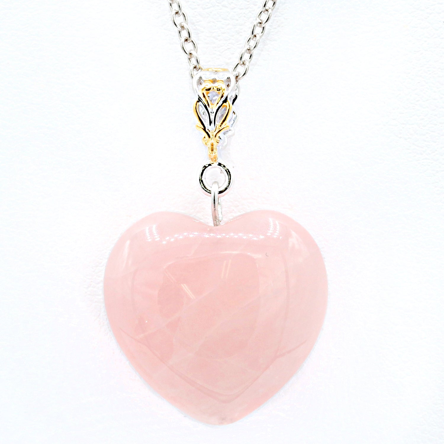 Gems en Vogue Rose Quartz or Chalcedony Heart Pendant