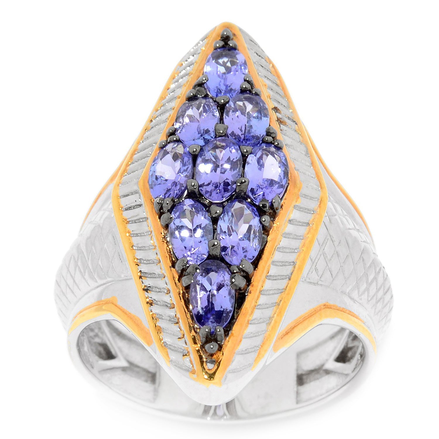 Gems en Vogue 2.07ctw Tanzanite Marquise Cluster Ring