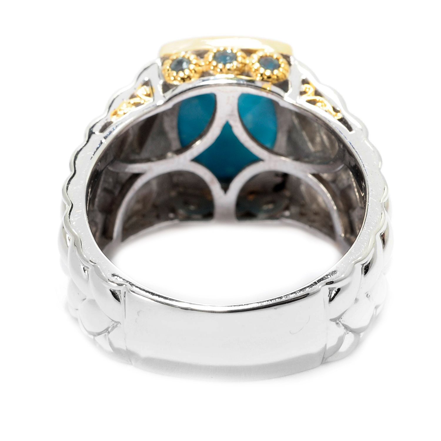 Gems en Vogue Kingman Turquoise & Swiss Blue Topaz Halo Ring
