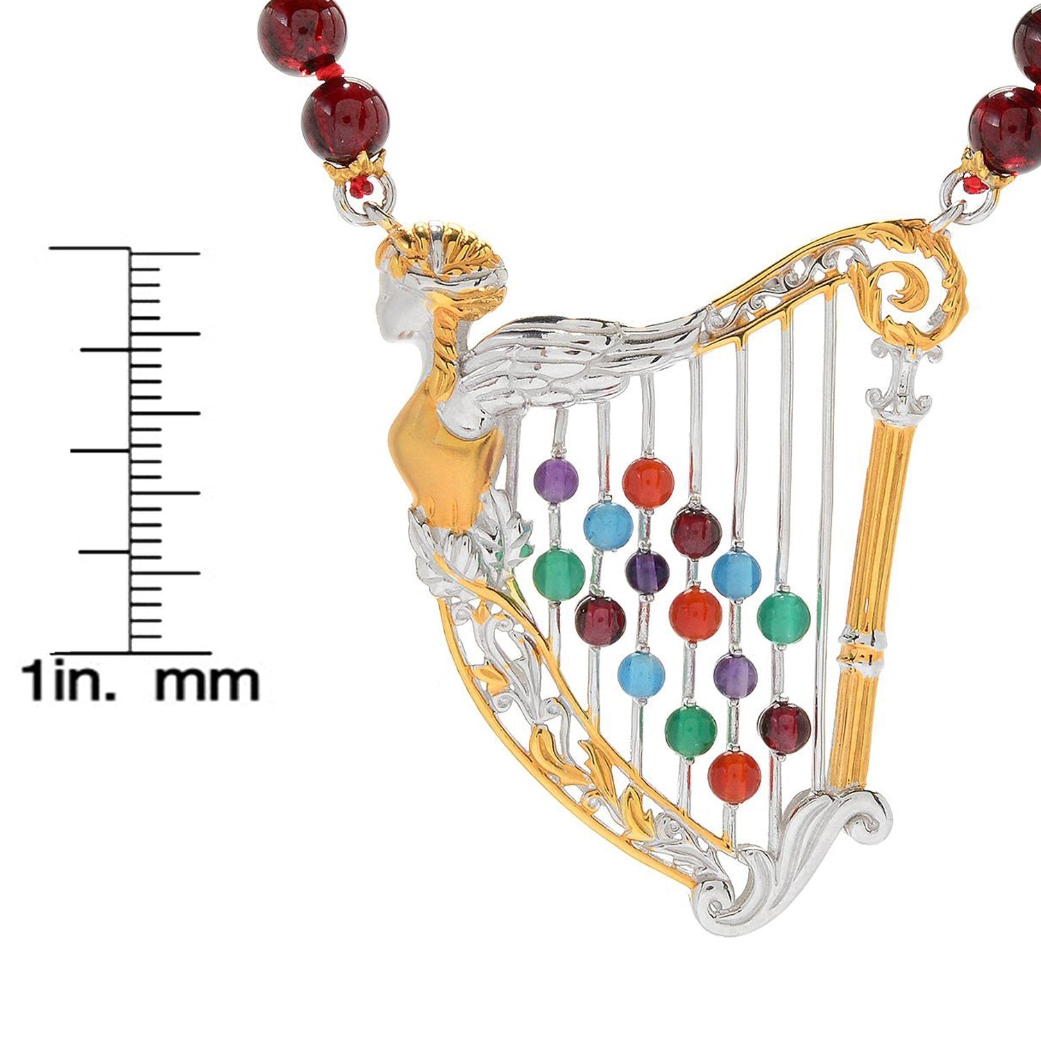Gems en Vogue Paris Garnet & Multi Gemstone Beaded Harp Necklace