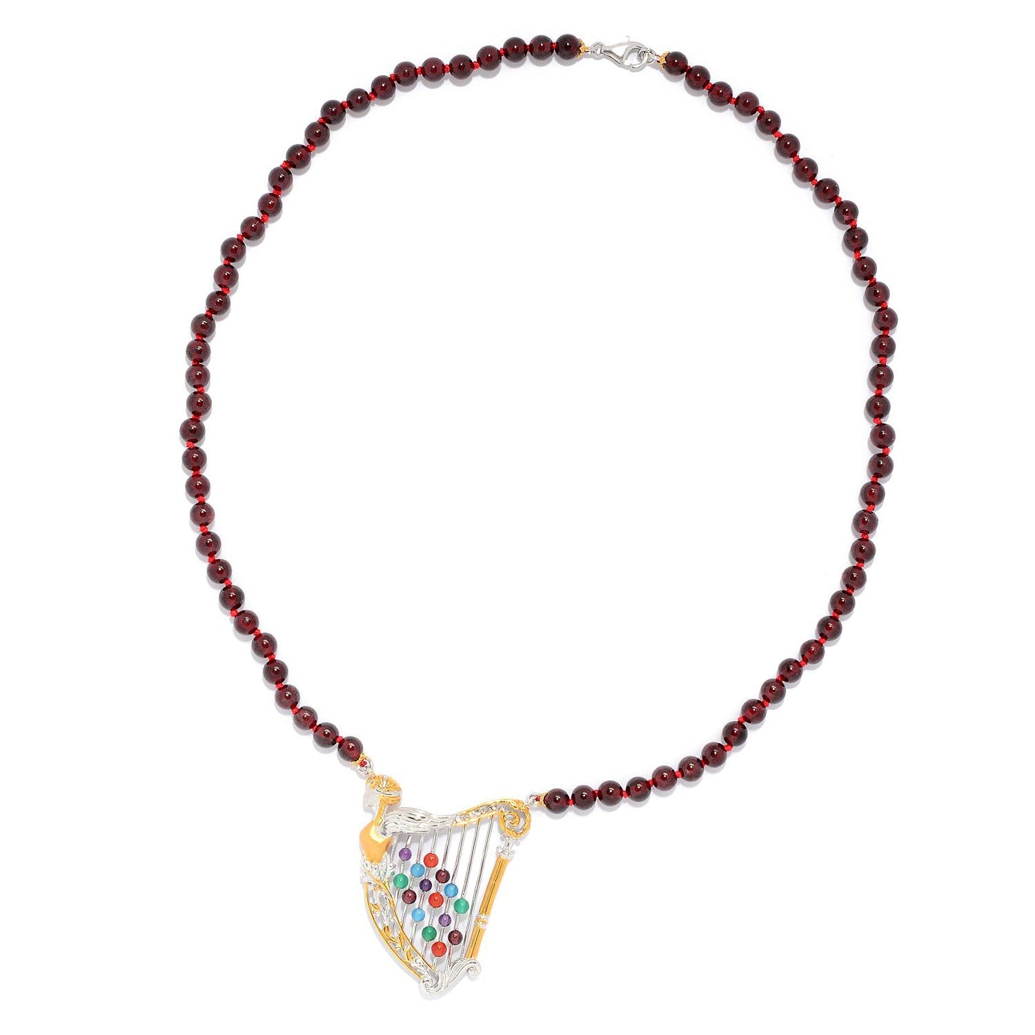 Gems en Vogue Paris Garnet & Multi Gemstone Beaded Harp Necklace