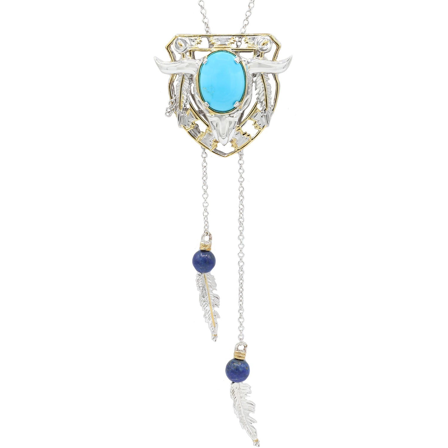 Gems en Vogue Kingman Turquoise & Lapis Indian Bolo Necklace