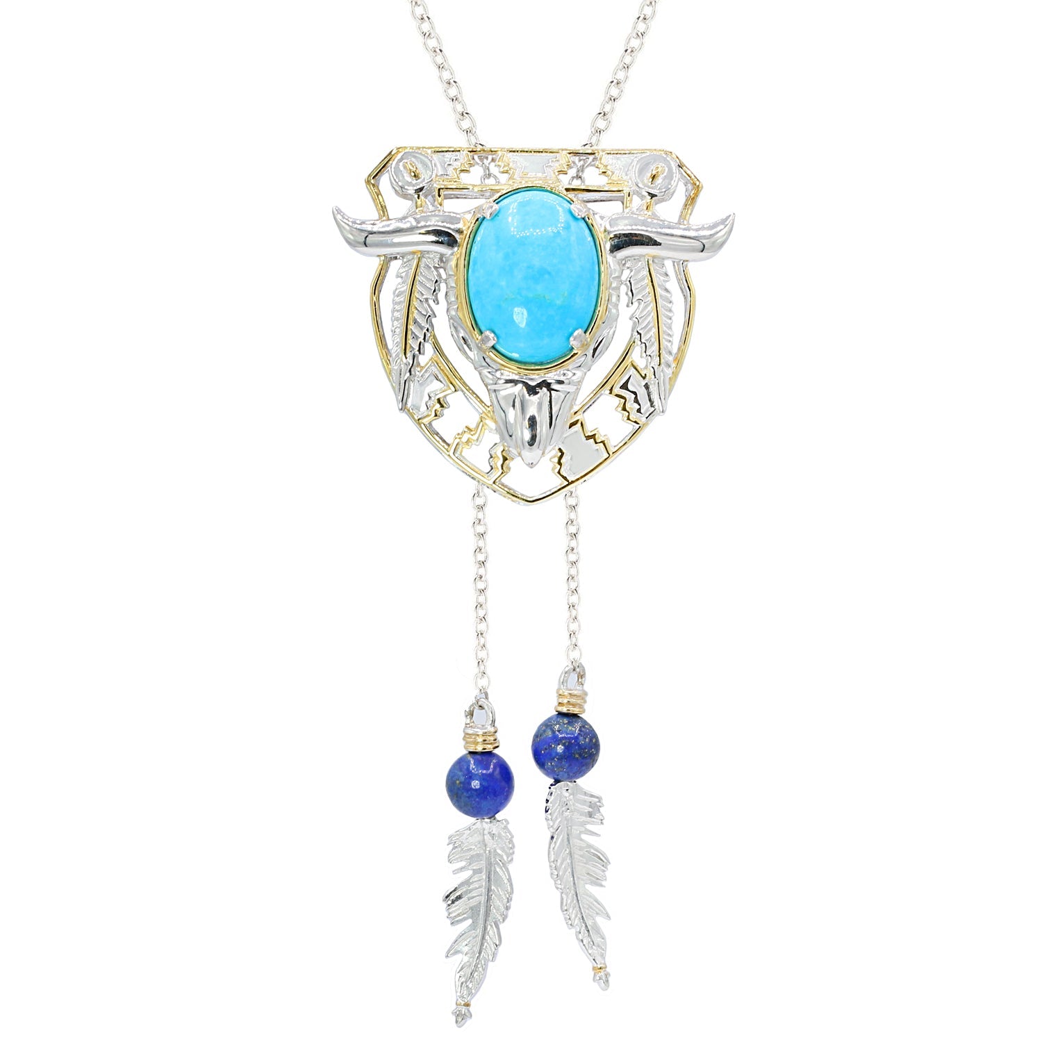 Gems en Vogue Kingman Turquoise & Lapis Indian Bolo Necklace