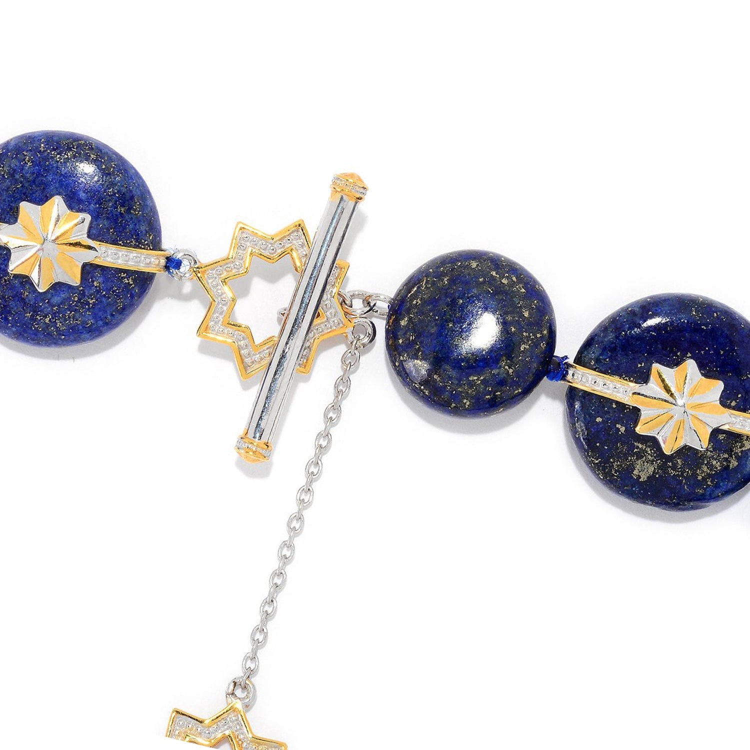 Gems en Vogue Italy Lapis Disc Bead Toggle Necklace